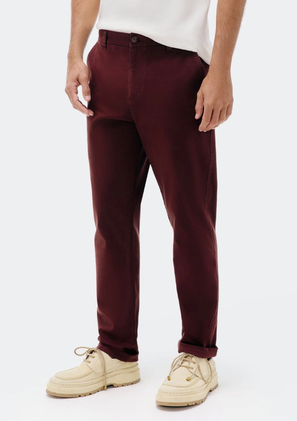 Calça Hering Masculina Básica Chino Slim em Sarja com Elastano - Marsala