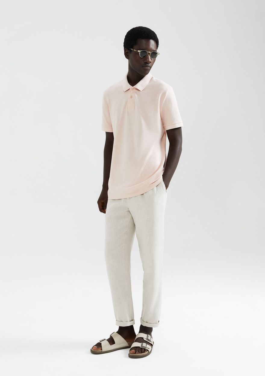 Camisa Polo Hering Básica Em Piquet Masculina - Bege