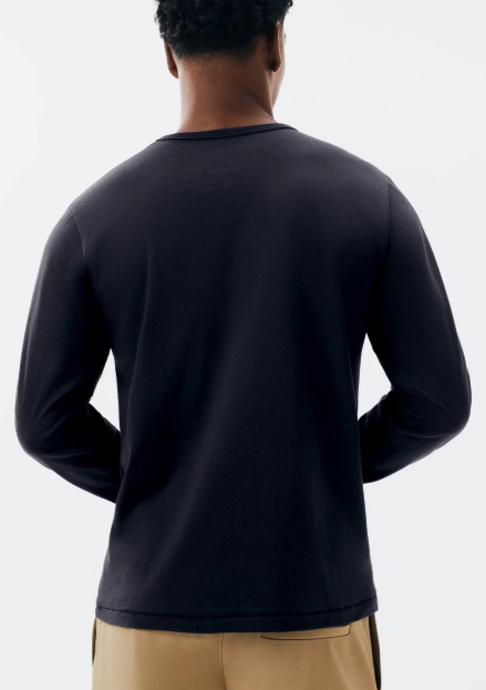 Camiseta Básica Hering Manga Longa Slim Masculino- Preto