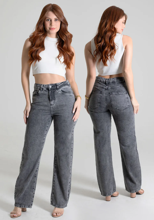 Calça Jeans Sawary Feminina - Preta Destonada