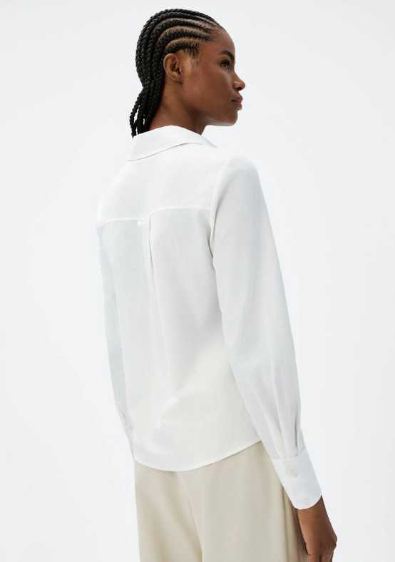 Camisa Hering Manga Longa Slim Feminina - Off White