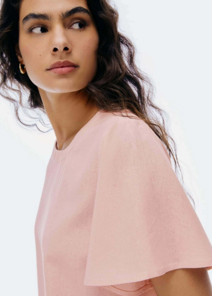 Blusa Feminina Hering Manga Godê com Linho - Rosa