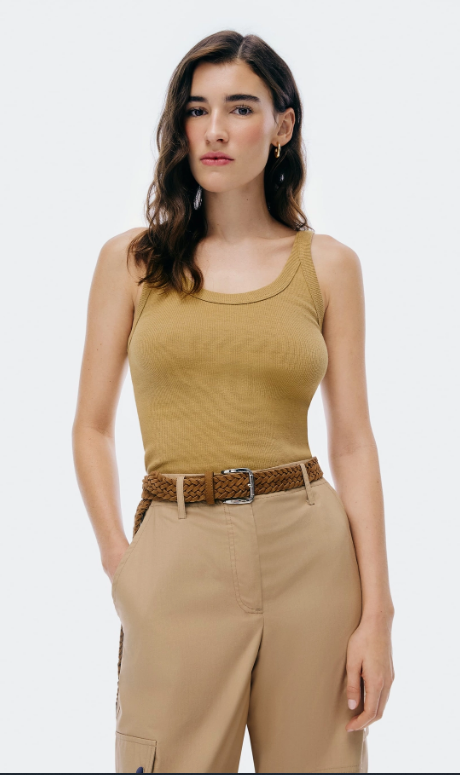 Regata Hering Básica Feminina Slim Rib - Caqui