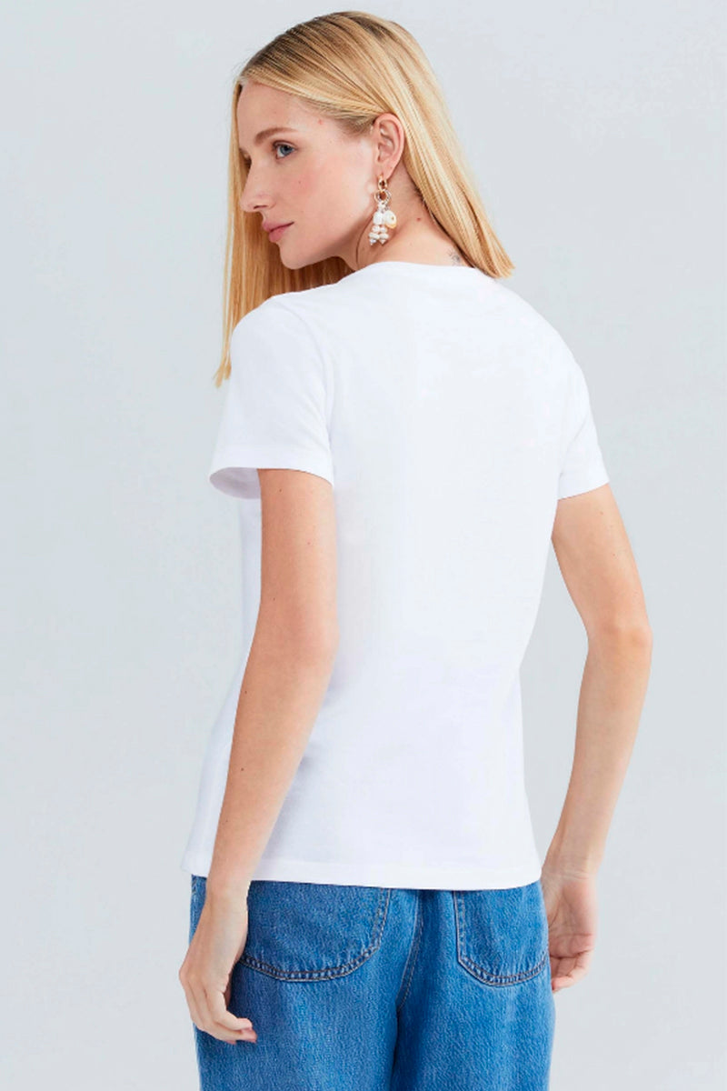 Camiseta Manga Curta Hering Slim World Feminina - Branco