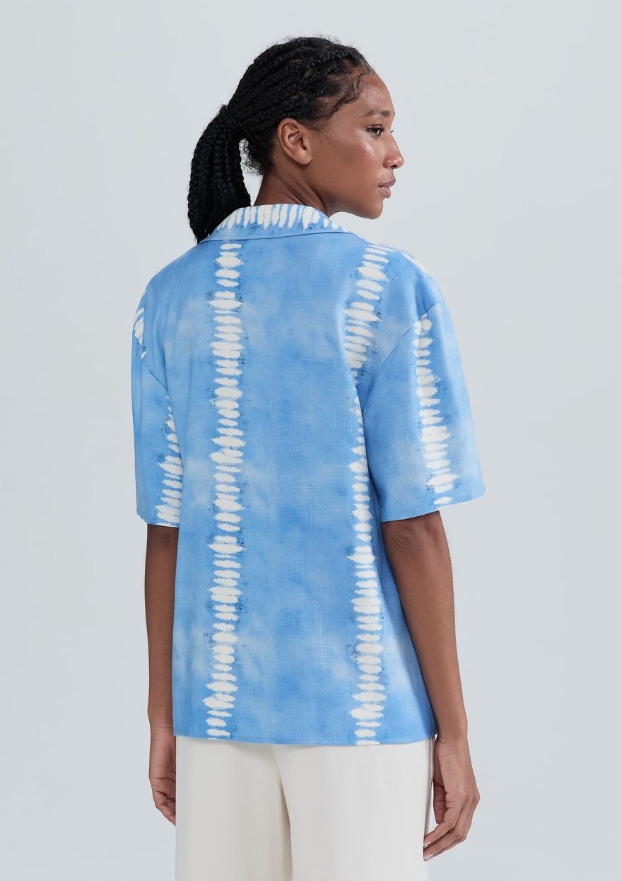 Camisa Hering Estampada Tie Dye Manga Curta Feminina - Azul