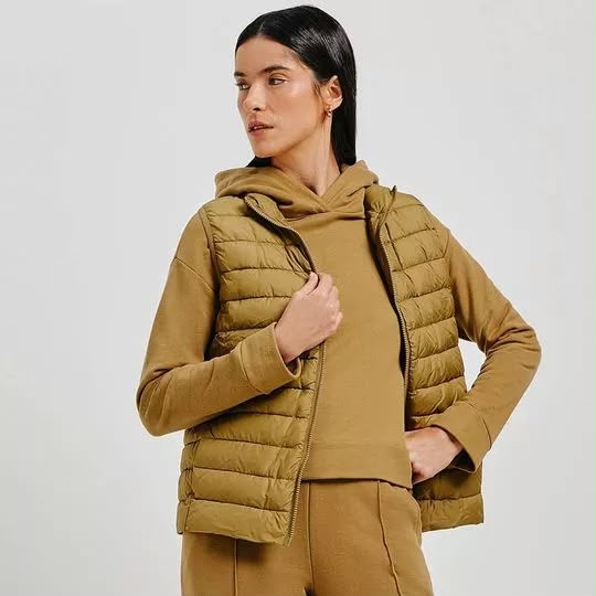 Colete Puffer Hering Feminino - Verde