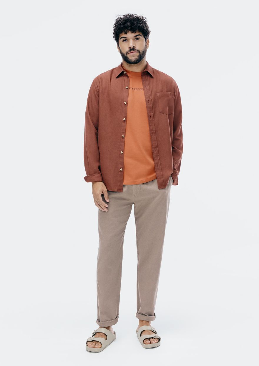 Camiseta Hering Comfort Super Cotton Com Estampa Masculina - Laranja