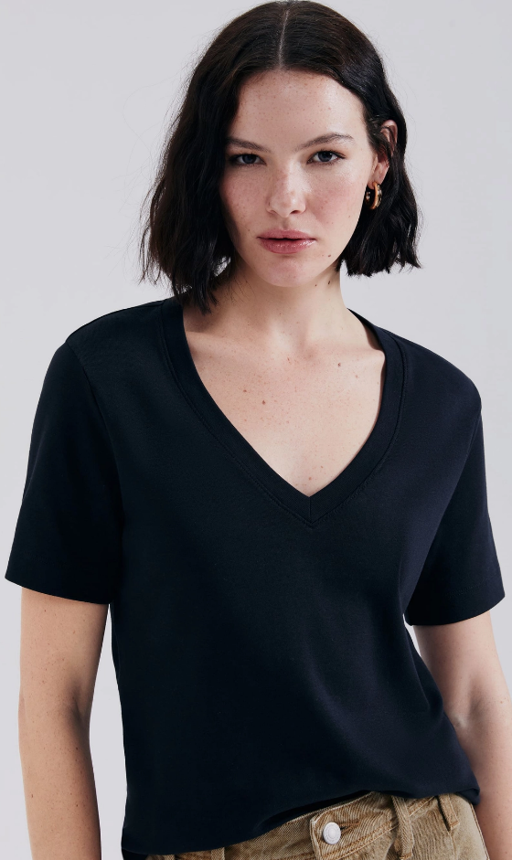 Blusa Básica Hering Feminina Decote V - Preto