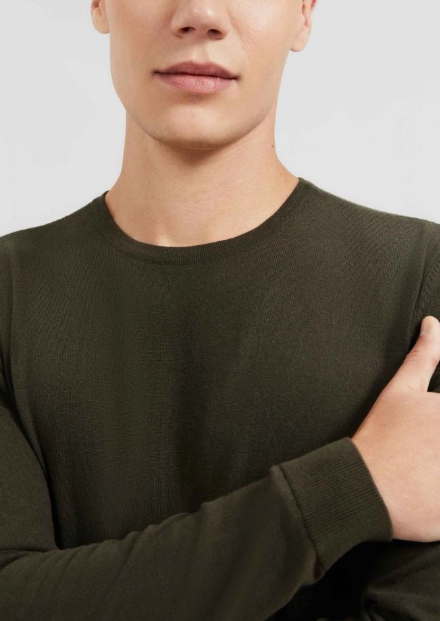 Suéter Básico Hering  Regular Gola Redonda Masculino - Verde Militar