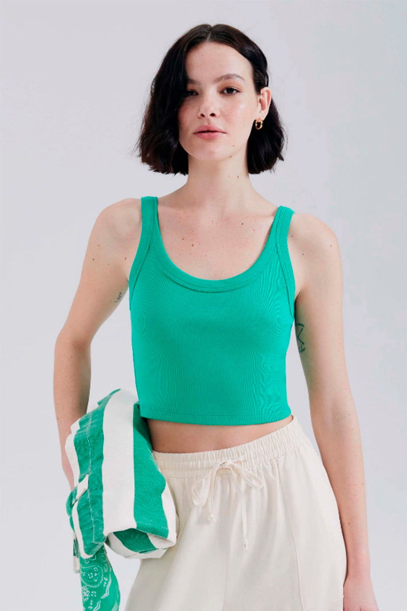 Blusa Cropped Regata Hering Feminina - Verde