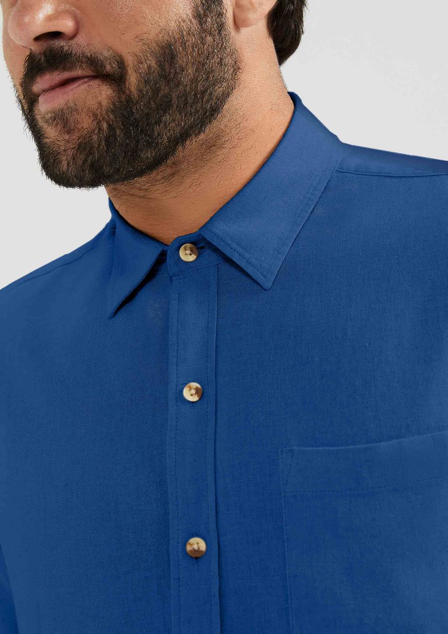 Camisa Hering em Linho masculina - Azul