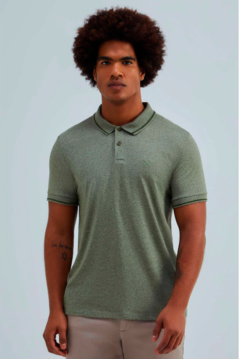 Camisa Polo Hering Em Malha Texturizada Masculina - Verde