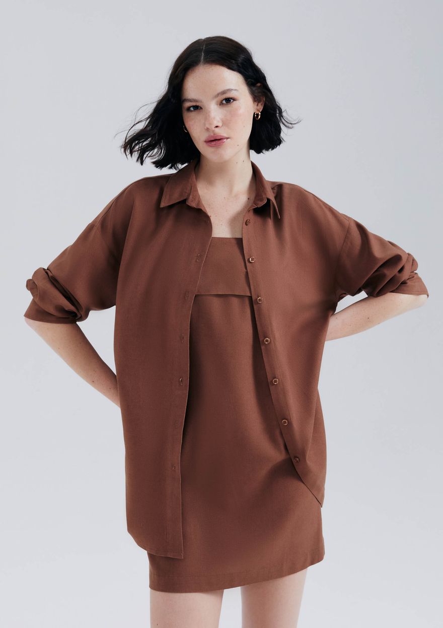 Camisa Marrom Hering Feminina