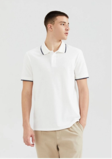 Camisa Polo Hering Básica Em Piquet Masculina - Branca