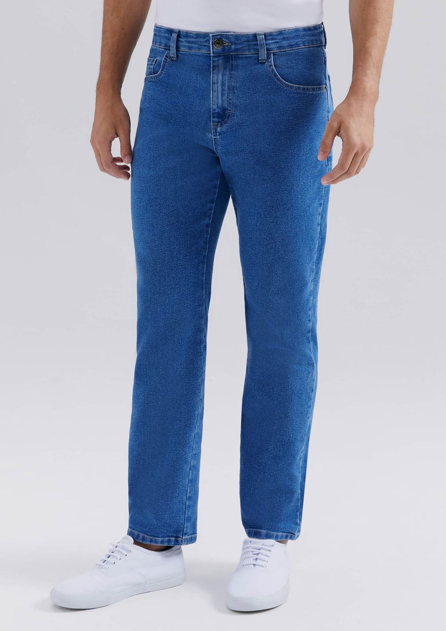 Calça Jeans Hering Básica Reta Com Elastano Masculina - Azul