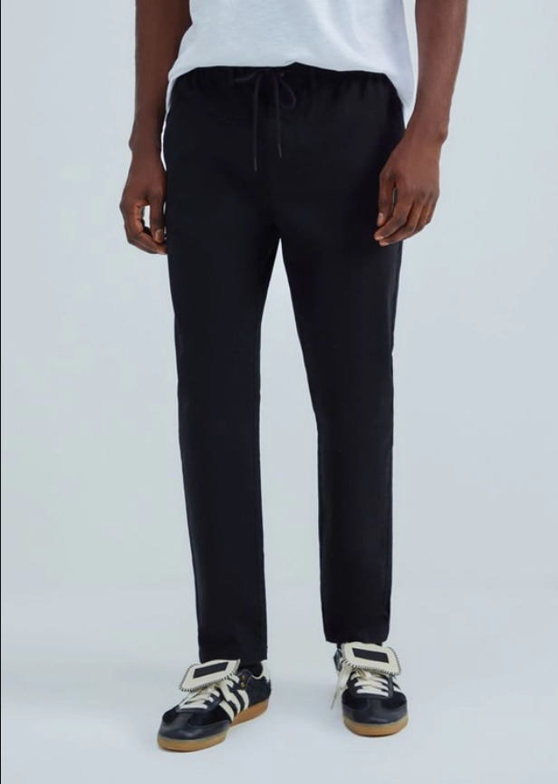 Calça Hering Taper Em Sarja Peletizada Masculina - Preta