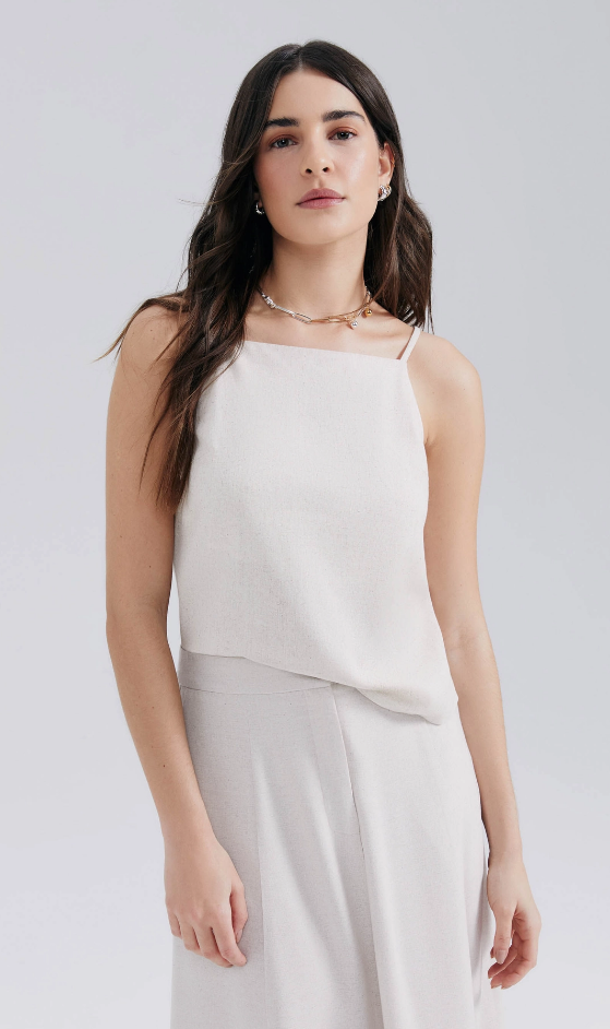 Blusa Hering Com Linho Feminina - Bege