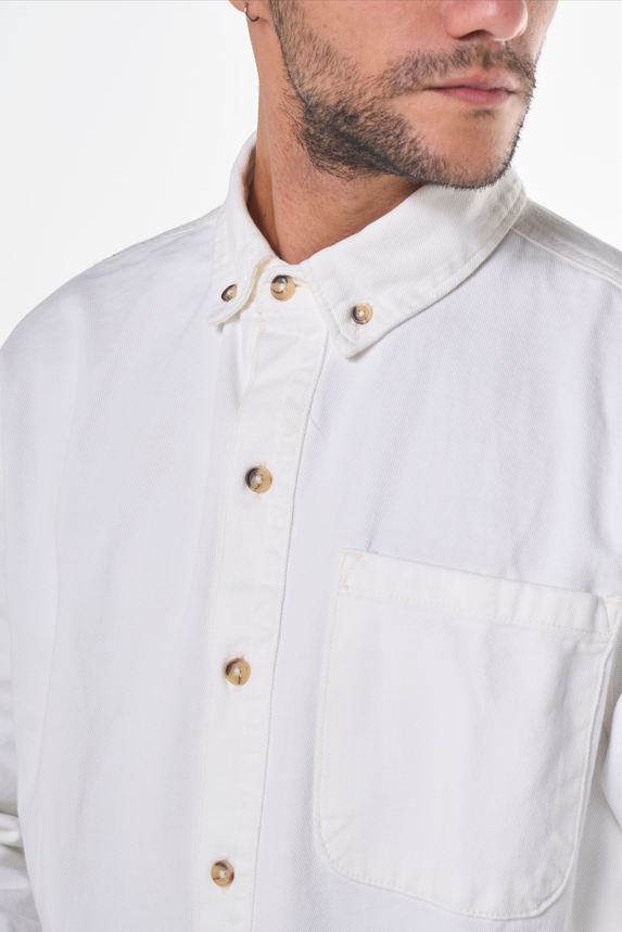Camisa Básica Hering Em Sarja Masculina - Branca