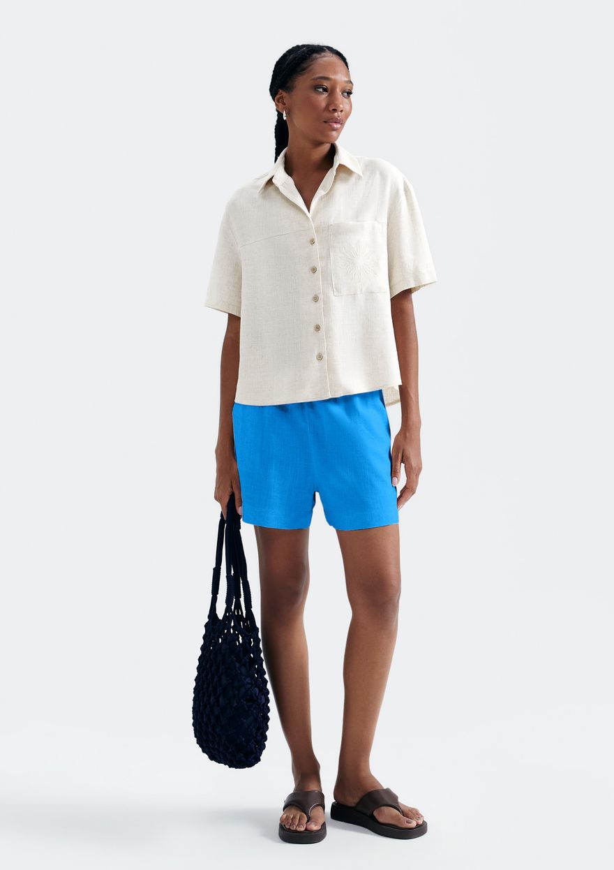 Shorts Hering Em  Viscolinho Feminino - Azul