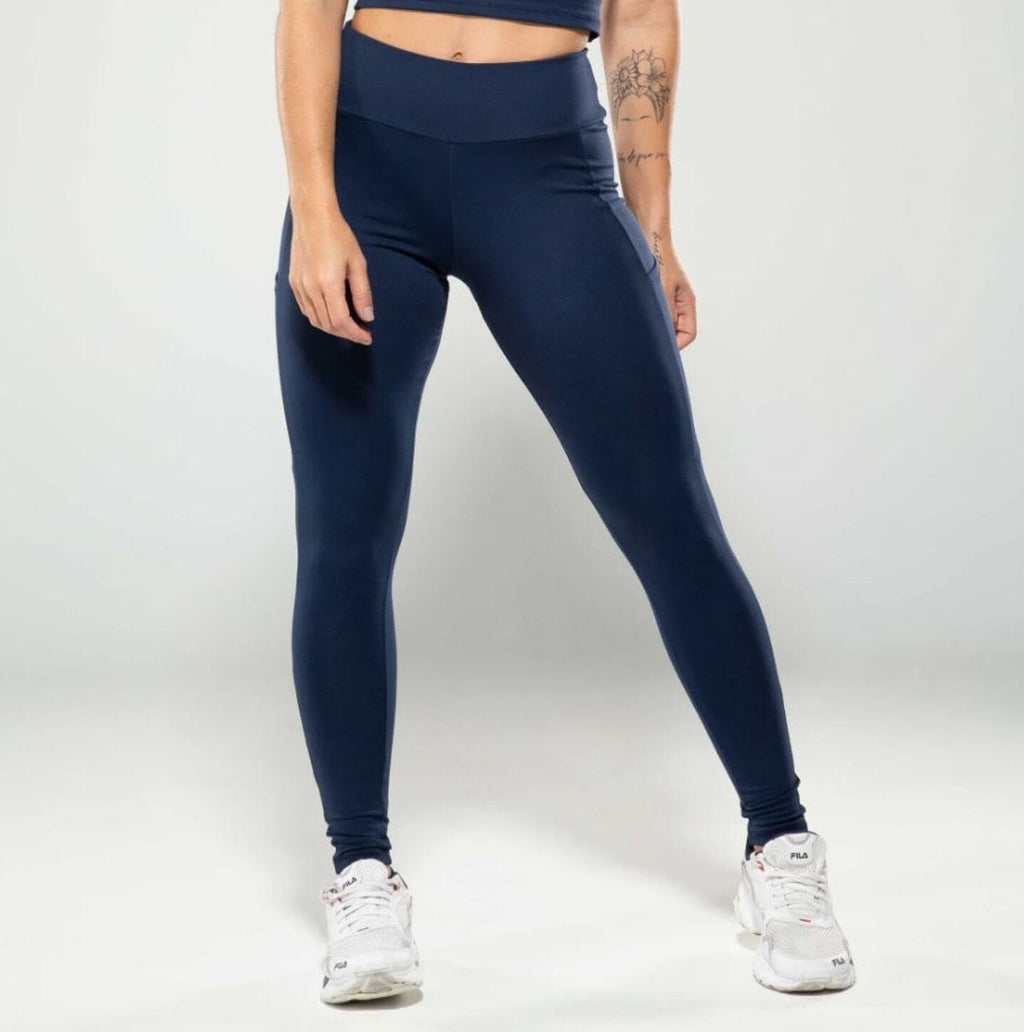 Calça Legging Feminina Com Bolsos Bodyshow - Azul Marinho