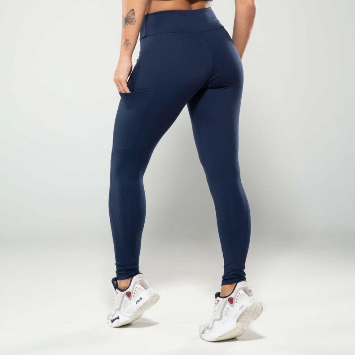 Calça Legging Feminina Com Bolsos Bodyshow - Azul Marinho