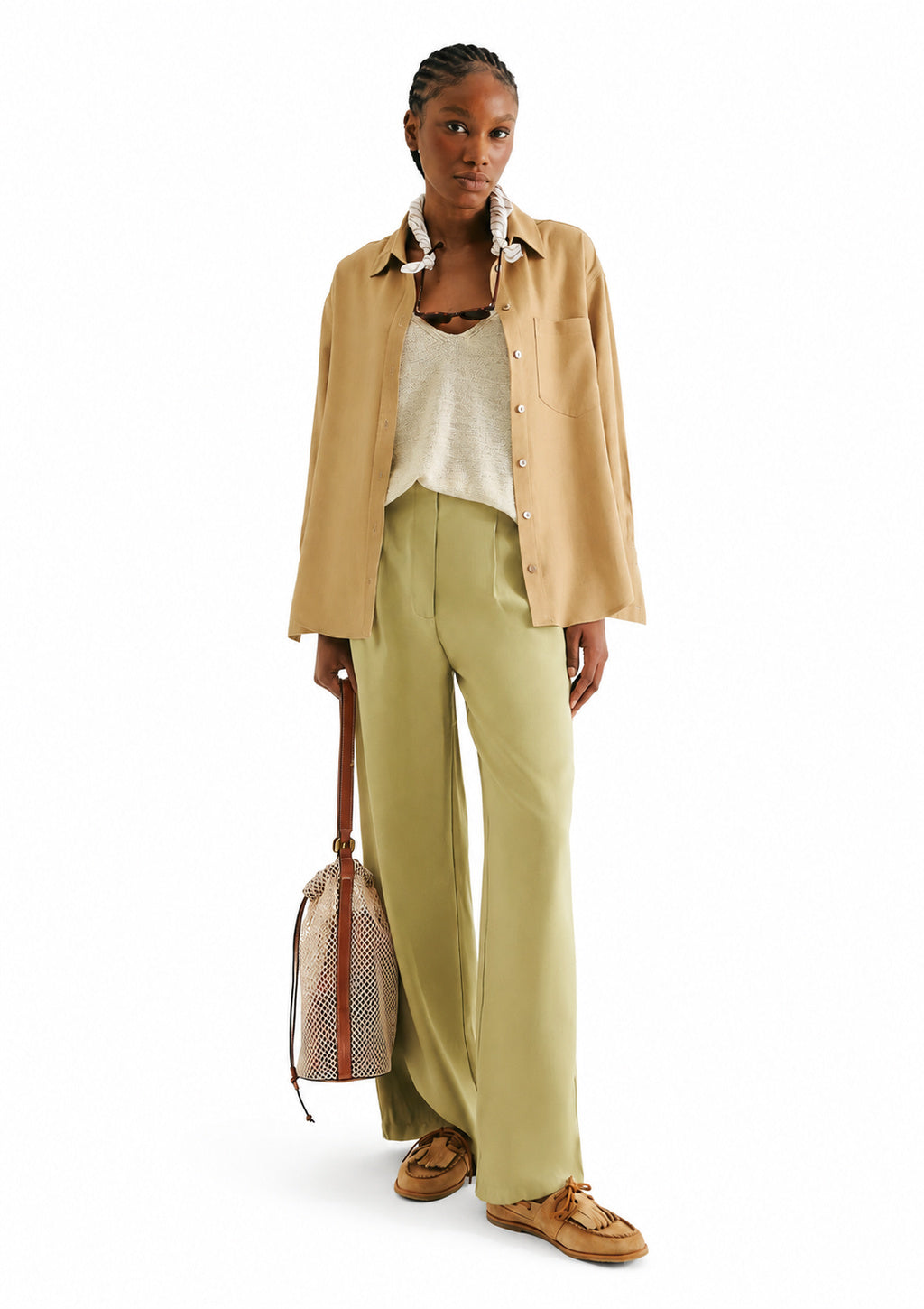 Camisa Manga Longa Oversized Feminina Hering - Bege