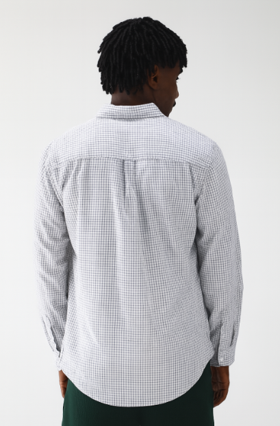 Camisa Básica Hering Xadrez Manga Longa Masculina - Branca e Preta