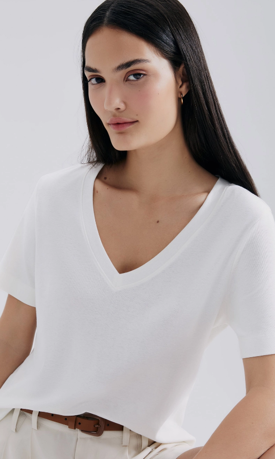 Blusa Básica Hering Feminina Decote V - Branco