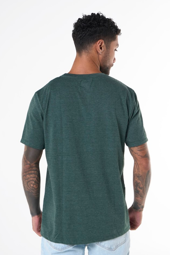 Camiseta Básica Hering World Malha Flamê Masculina - Verde