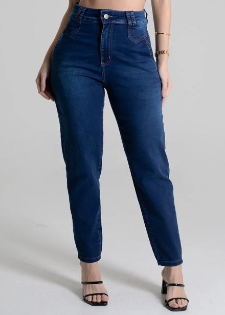 Calça Jeans Sawary Mom Feminina - Azul