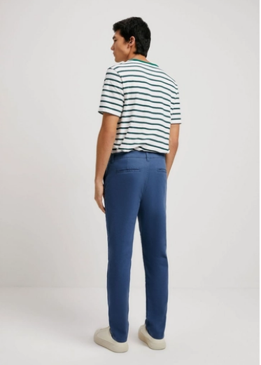 Calça Hering Chino Slim Masculina Em Sarja Com Elastano - Azul