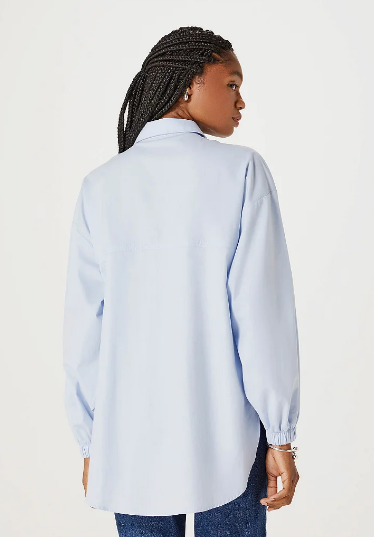 Camisa Hering ML Oversized Feminina - Azul