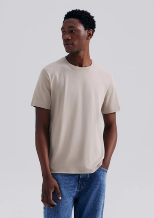 Camiseta Hering Algodão Pima Masculina - Bege