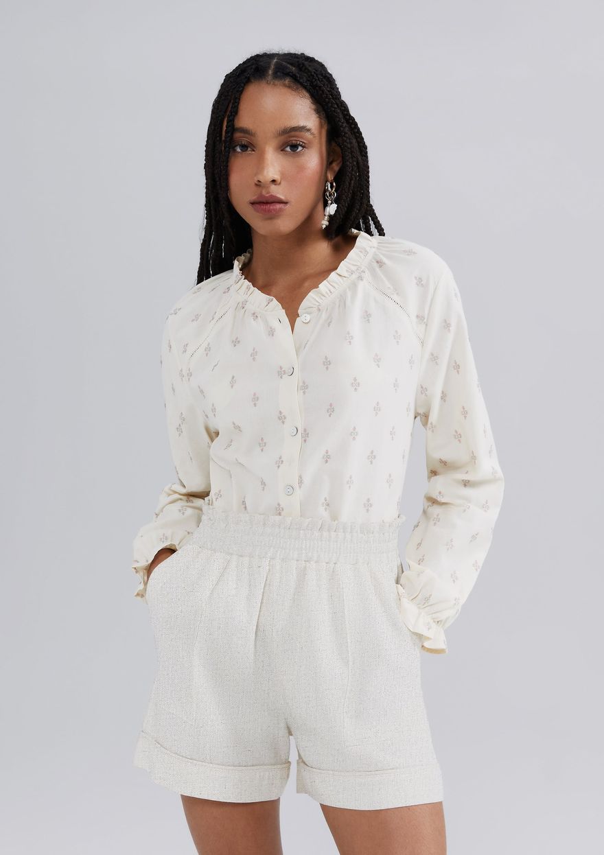 Shorts Hering Em Linho Feminino - Branco