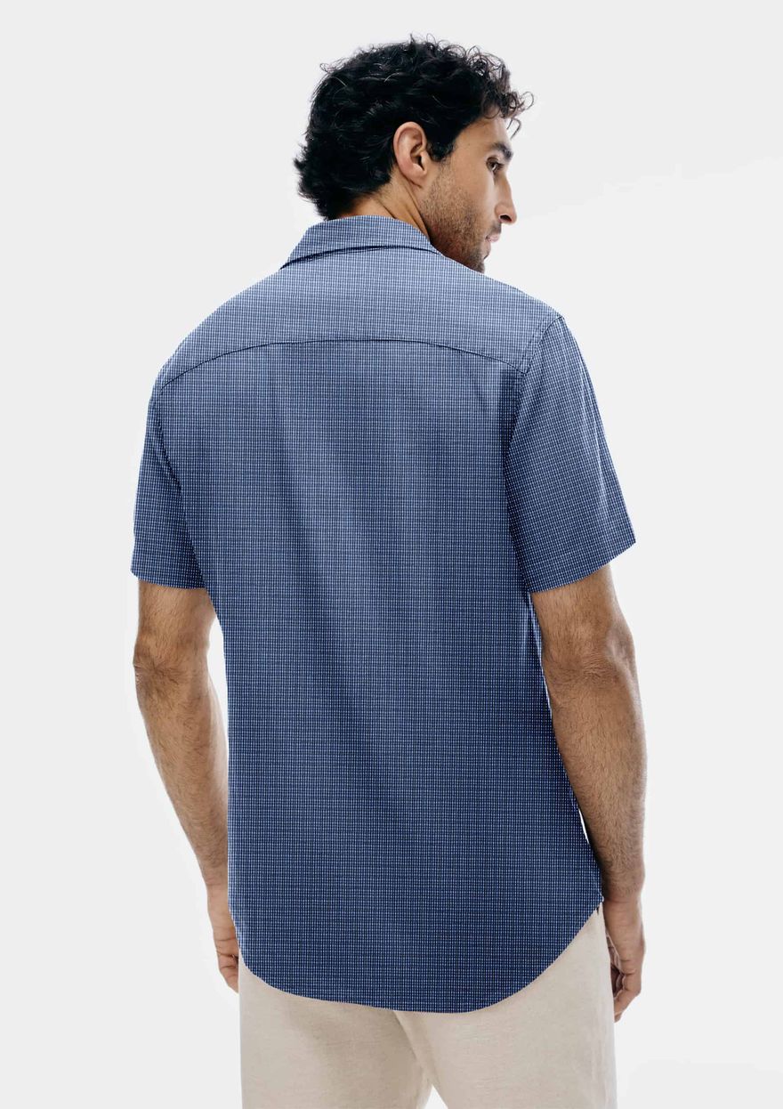 Camisa Slim Hering Manga Curta Masculina - Azul