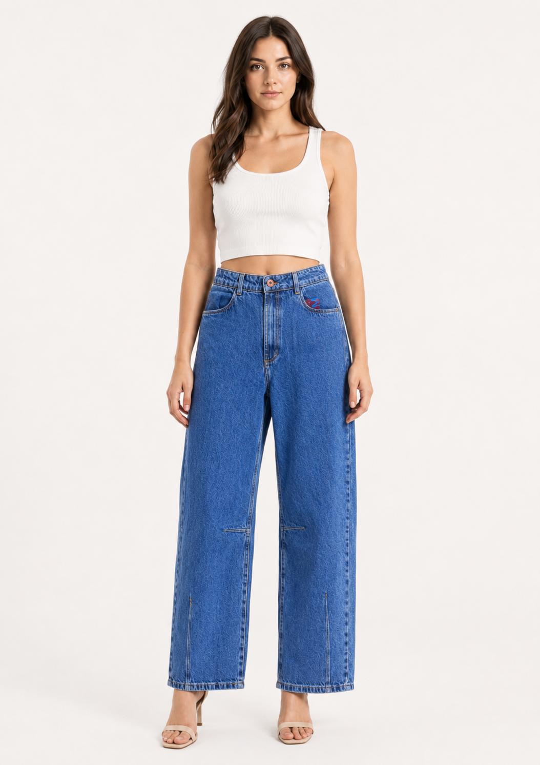 Calça Jeans Barrel Feminina Max Denim - Azul