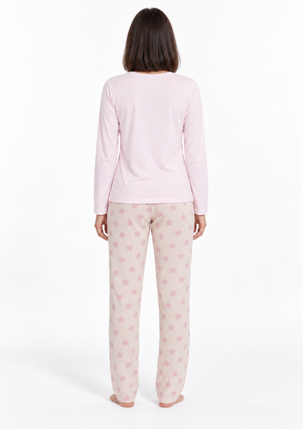 Pijama Algodão Blusa Rosa e Calça Estampada com Estrelas Feminino Magiamix - Rosa