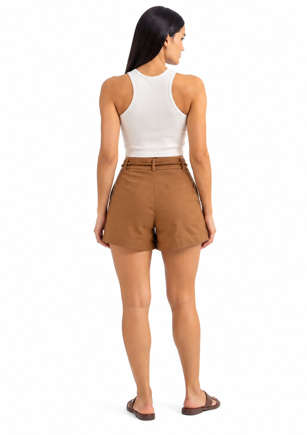 Shorts Feminino com Cinto Trançado Hering - Marrom