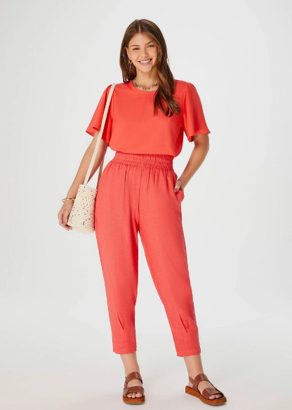 Blusa Feminina Hering Manga Morcego em Viscose - Vermelho