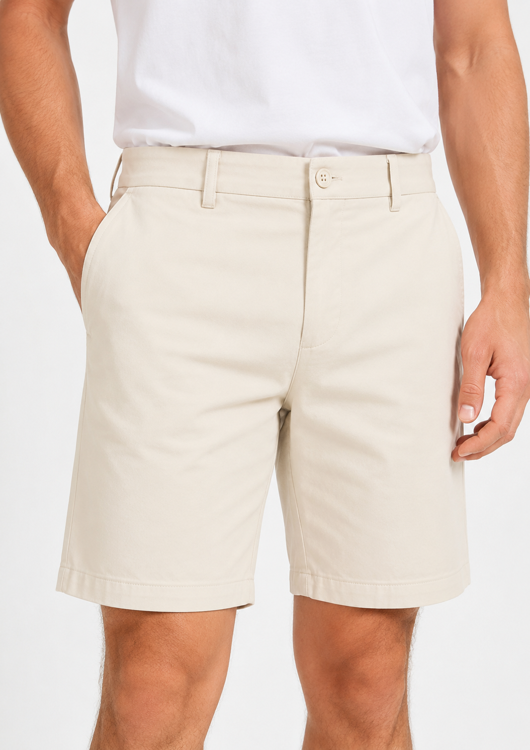 Bermuda Masculina Sarja Arrow com Elastano - Off White