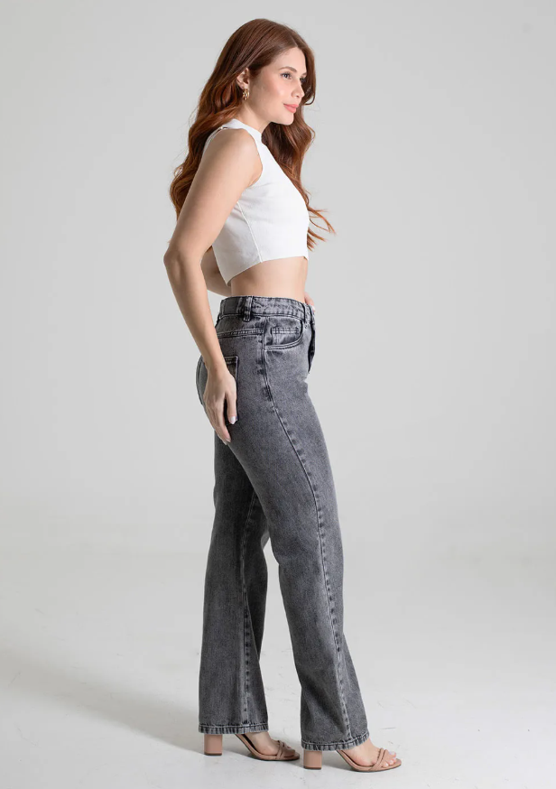 Calça Jeans Sawary Feminina - Preta Destonada