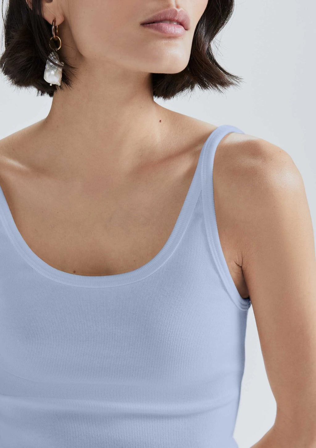 Regata Hering Feminina Decote U Em Ribana - Azul