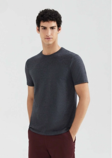 Camiseta Básica Hering World Malha Flamê Masculina - Chumbo