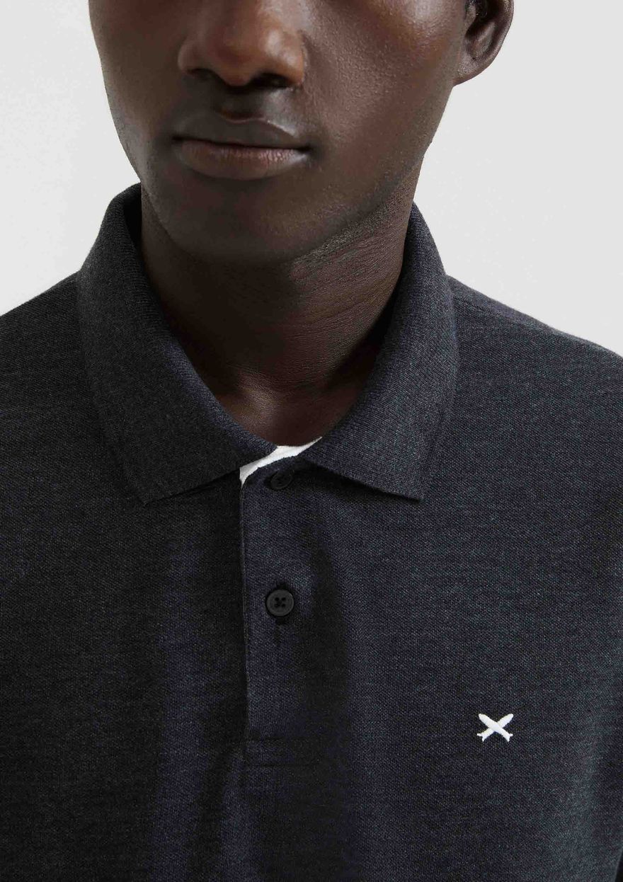 Camisa Polo Hering Básica Em Piquet Com Bordado Masculina - Cinza