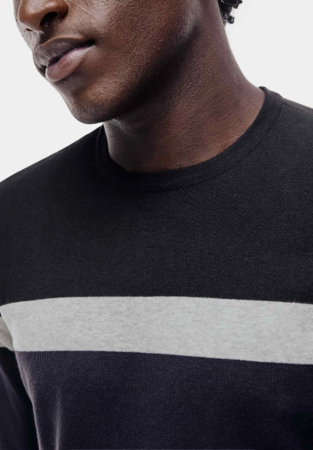 Blusão Hering Listrado Em Tricot  Masculino - Preto