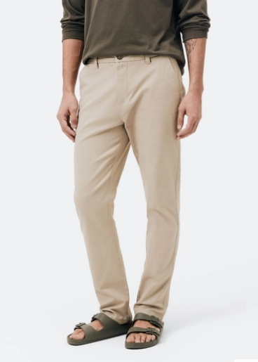Calça Básica Hering Chino Slim Em Sarja Com Elastano Masculina - Bege