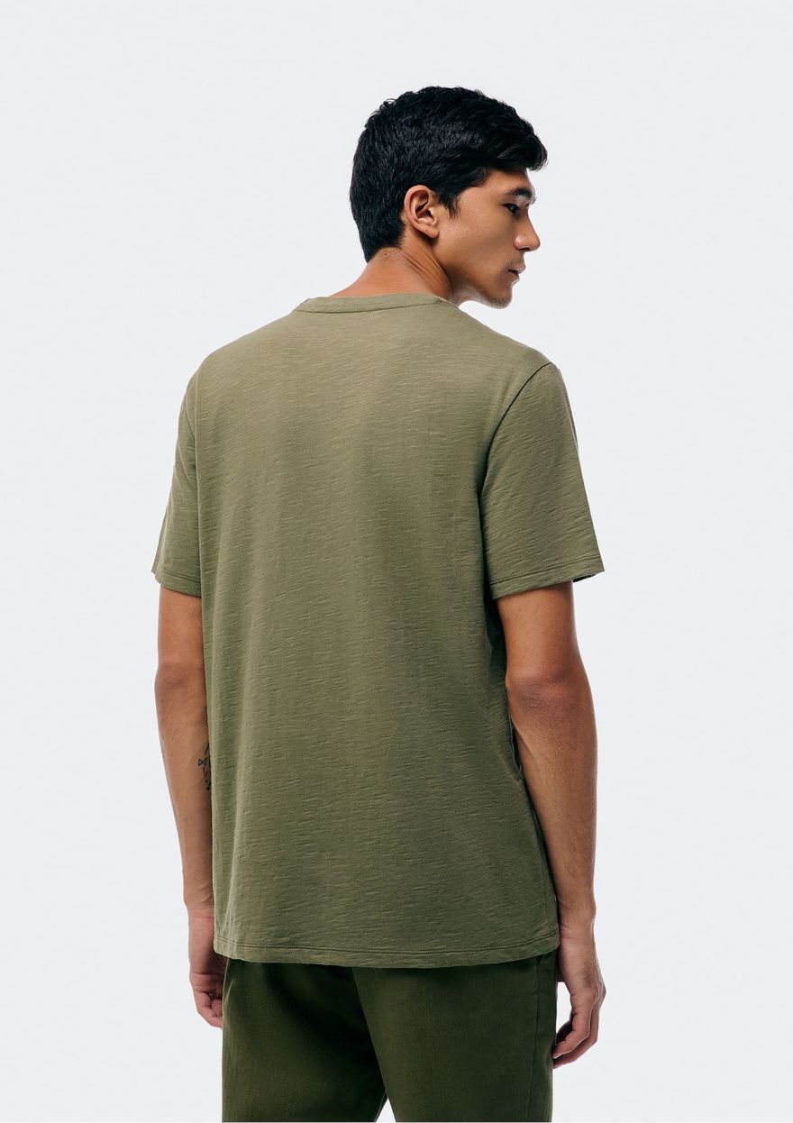 Camiseta Manga Curta Hering Comfort Em Malha Flamê Masculina - Verde