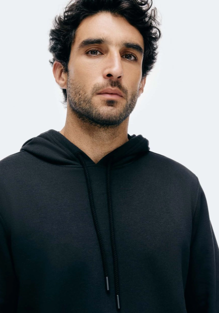 Blusão Básico Hering Comfort Em Moletom Peluciado Masculino - Preto