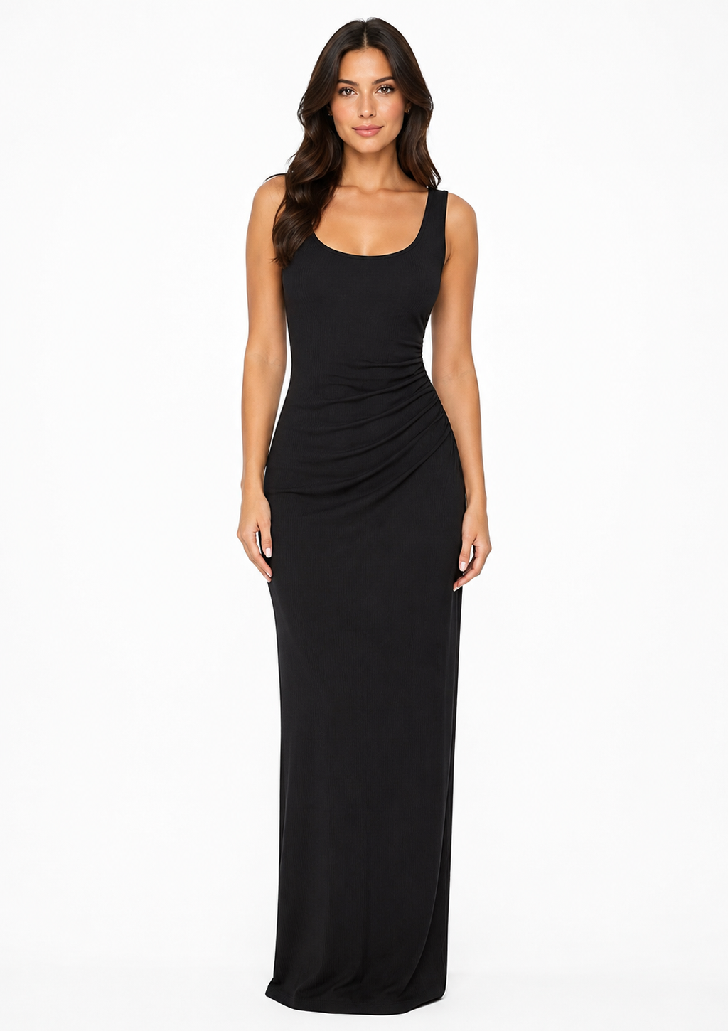Vestido Longo Canelado Doce Trama Feminino - Preto