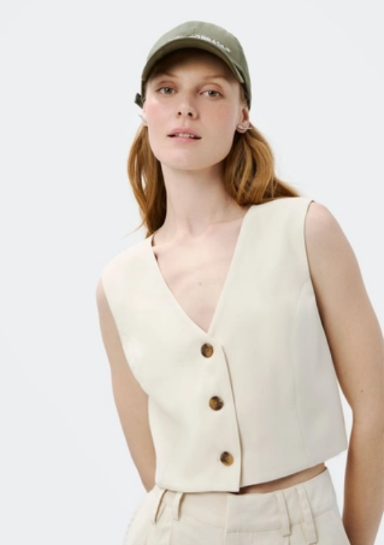 Shorts Hering Em Alfaiataria Peach Touch - Creme